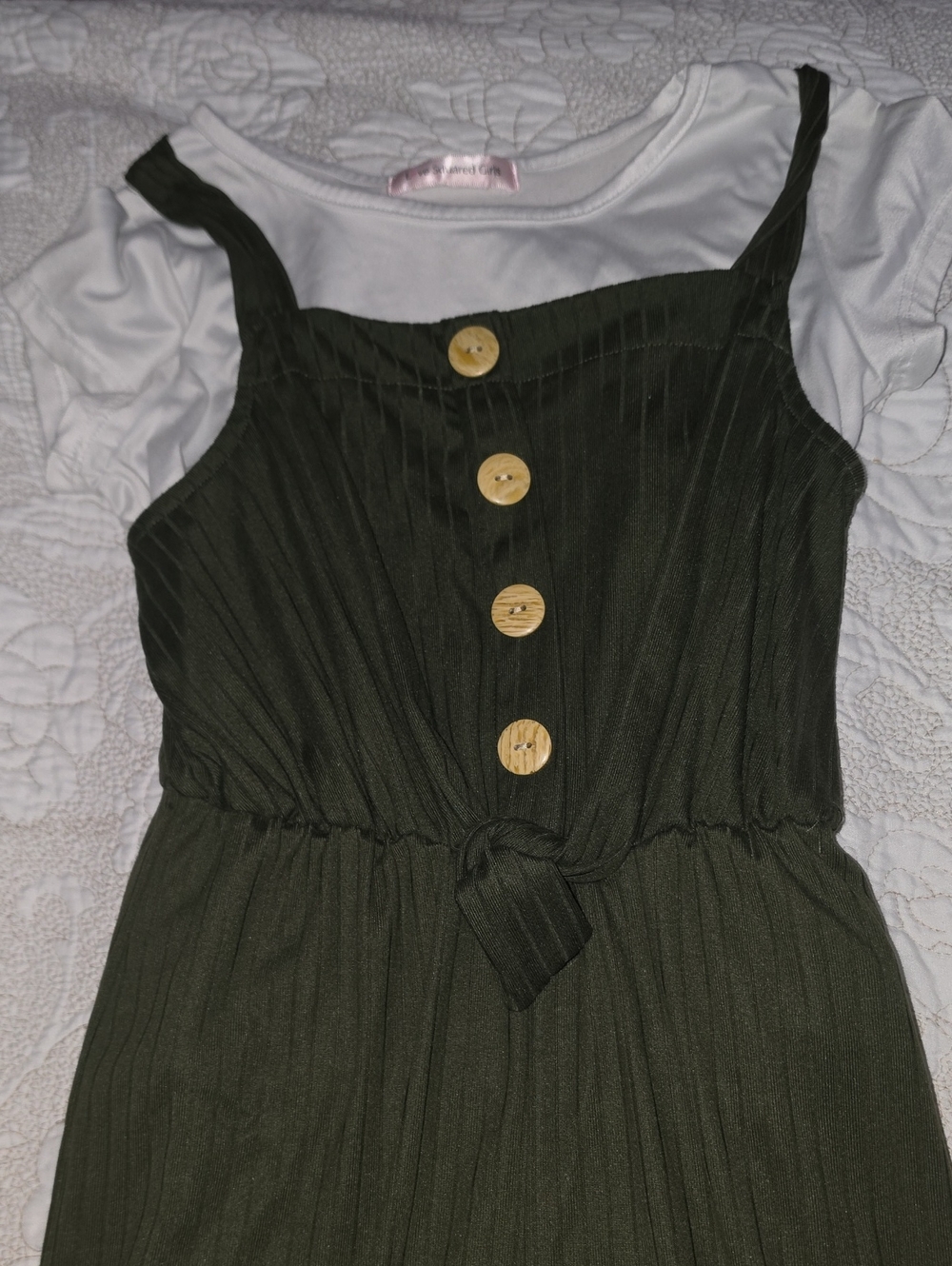 Love Squared Olive Green Button-Front Knit One-Piece